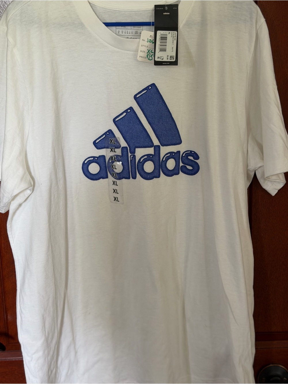 Adidas Men's White T-Shirt with Blue Logo new with tags size XL $15